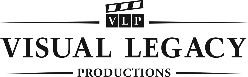 Logo with Clapperboard Icon Visual Legacy Productions / tellmystory.us