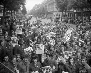 record, memories, photos, archive, public, image, picture, crowd, men, old, women, soldiers, newpapers, france, happy, peace, history, group, sacrifice, rest, service, army, military, story, remember, observe, VJ day, celebrate, achieve, blog, tell your story, Visual Legacy Productions